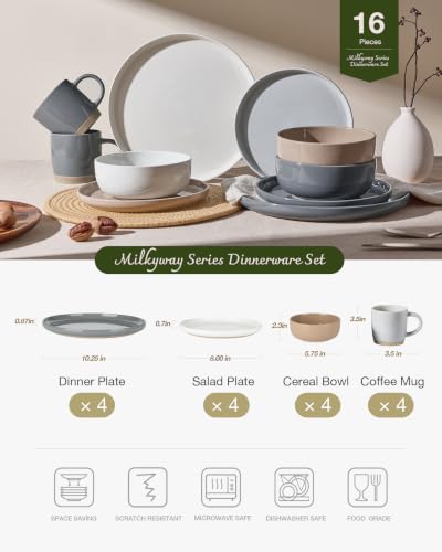 Milkyway 16 Piece Dinnerware Set with Mugs (Multicolor / Service for 4 (Include Mugs))