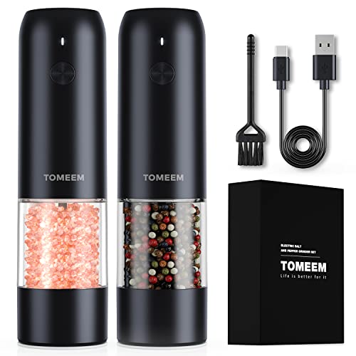 Electric Salt and Pepper Grinder Set with LED Lights (Black / Set)
