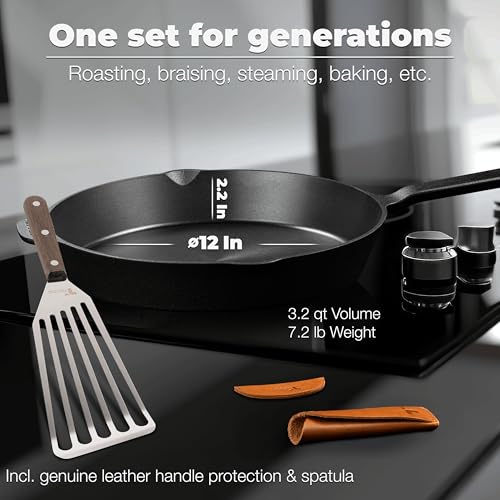 Polished Cast Iron Skillet 12 Inch (BLACK - Polished / 12 Inch / 30,5 cm)