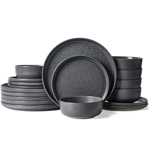 Milkyway 18 Piece Stoneware Dinnerware Set (Matte Dark Charcoal / Service for 6 (Standard Dinner Set))