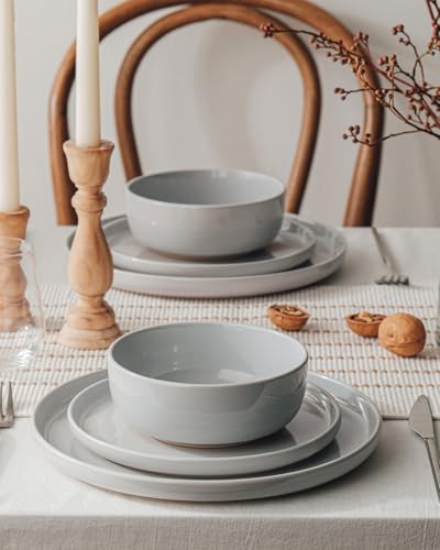 Milkyway 24 Piece Dinnerware Set with Pasta Bowls (Light Gray / Service for 6 (Include Pasta Bowls))