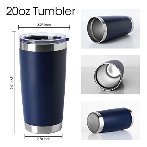 20oz Tumblers Bulk Stainless Steel Cup with Lid Double Wall Vacuum Insulated Coffee Mug for Cold & Hot Drinks 1 Pack (Navy-A / 1 Count (Pack of 1))
