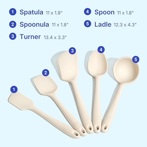 5 Piece Silicone Kitchen Utensils Set (Cream / 5 - Piece Set)