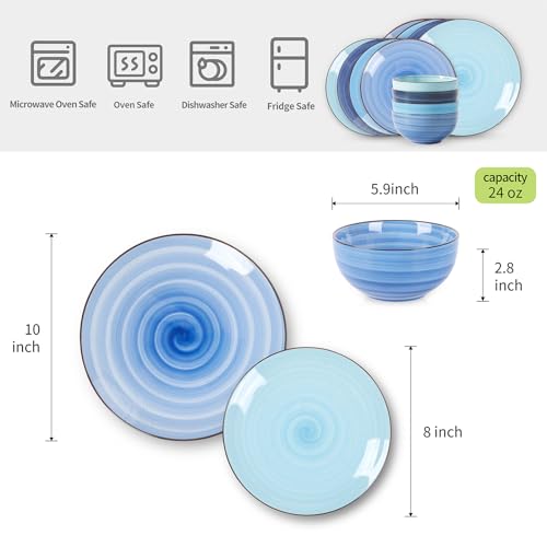 Ceramic Dinnerware Sets (Gradient Blue / 12 Pieces)