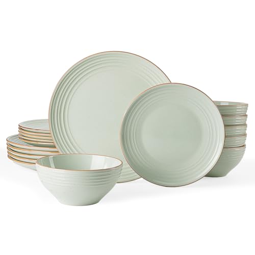 Jupiter Stoneware Dinnerware Sets (Light Green / 18)