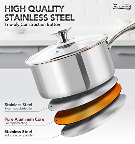 Stainless Steel Saucepan Set 1Qt & 2Qt