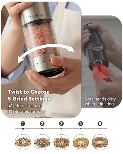 Rechargeable Electric Salt and Pepper Grinder Set (Stainless Steel Silver / Set)