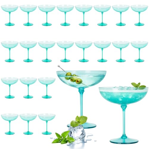 24 Pcs Plastic Coupe Glasses 9 oz Disposable Martini Glasses for Cocktails (24 Count)