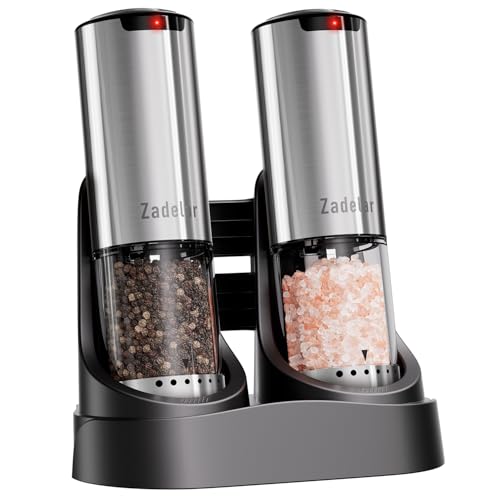 Electric Rechargeable Salt and Pepper Grinder Set (Stainless Steel)