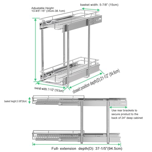 Pull Out Cabinet Organizer (Chrome / 7-1/2" W X 21-1/2" D)
