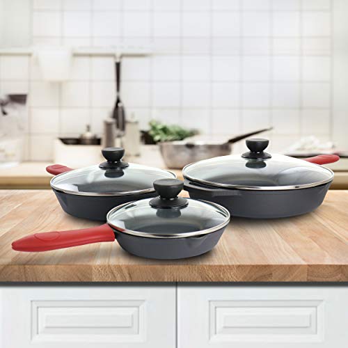 Pre Seasoned 9 Piece Cast Iron Skillet Set (6 Inch, 8 Inch, 10 Inch / 9 Piece Set)