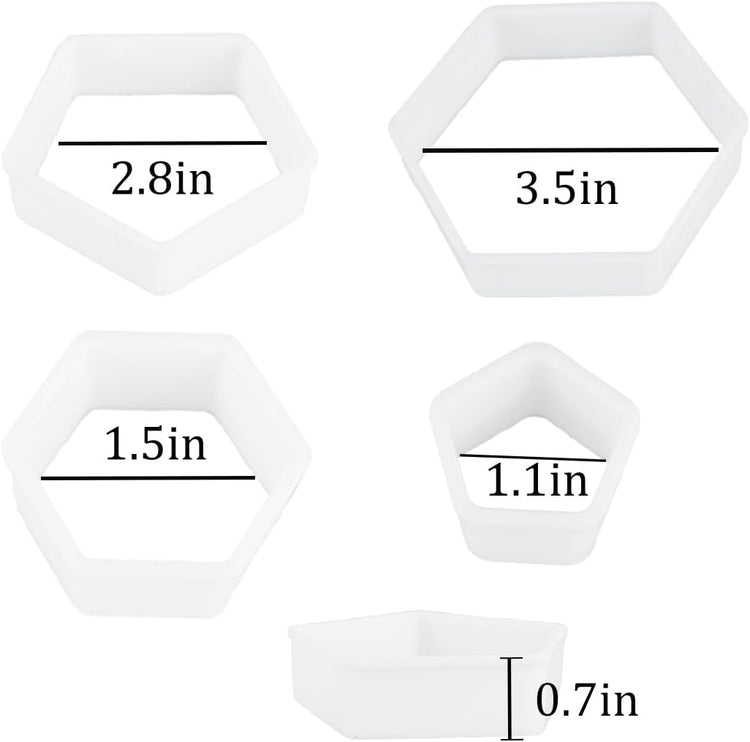 8 Pcs Soccer Ball Hexagon Cookie Cutter - 4 Sizes Geometric Biscuit Cutters Pattern Cake Topper Soccer Cookie Cutter Set for Baking Cake Decorations