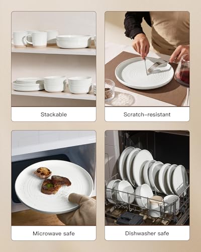 Stoneware Dinnerware Sets for 6 (White)