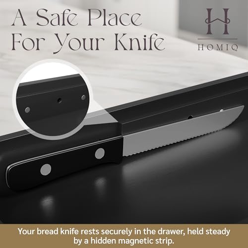 Bread Box for Kitchen Countertop (Black)