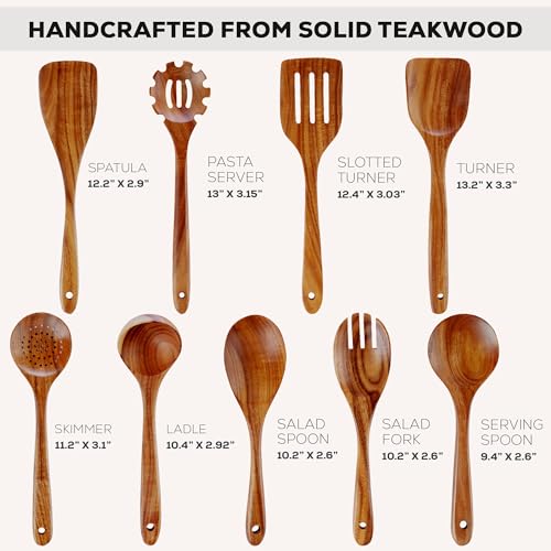 9 Piece Teak Wood Cooking Utensil Set (9 Piece)