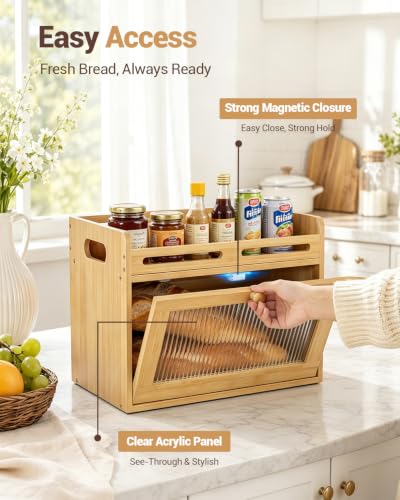 Bread Box for Kitchen Countertop (Bamboo / 1-Tier)