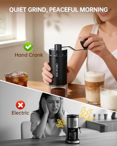Mini Manual Coffee Grinder with 40 External Adjustable Settings and Ceramic Conical Burr (Black)