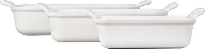 Le Creuset Stoneware Heritage Set 3 Rectangular Dishes, White