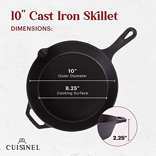 Cast Iron Skillet + Grill Press + Scraper Set (Skillet + Grill Press / 10")