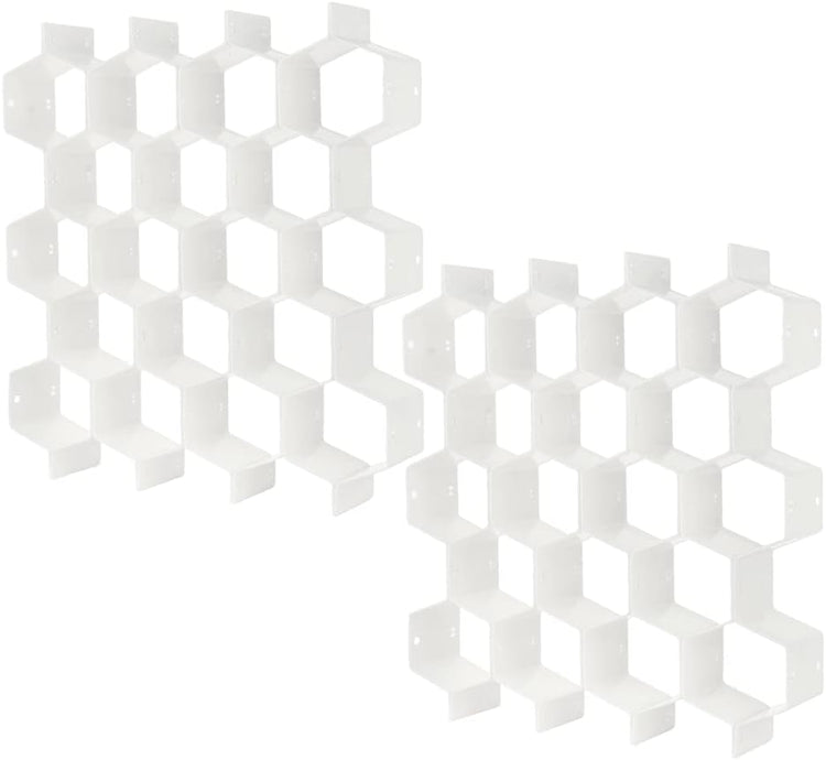 Poeland Drawer Divider Organizer 8pcs DIY Plastic Grid Honeycomb Drawer Divider White 2 Pack