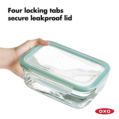 Good Grips 8 Cup Smart Seal Airtight Glass Rectangle Container (Teal)