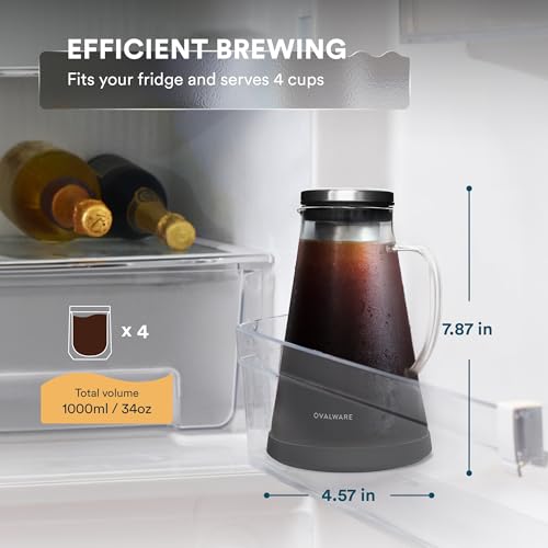 Airtight Cold Brew Coffee Maker with Tea Infuser & Spout 1.0L (34 Ounces)