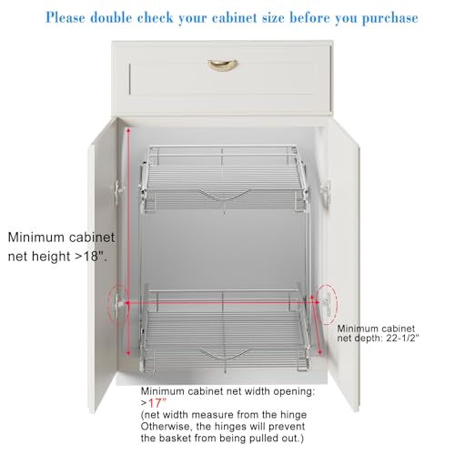 2 Tier Pull Out Cabinet Organizer (Chrome / 17" W X 21" D)