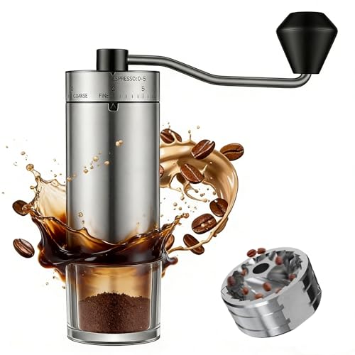 Manual Stainless Steel Coffee Grinder with 40 Adjustable Settings (Stainless Steel Grinding corn)