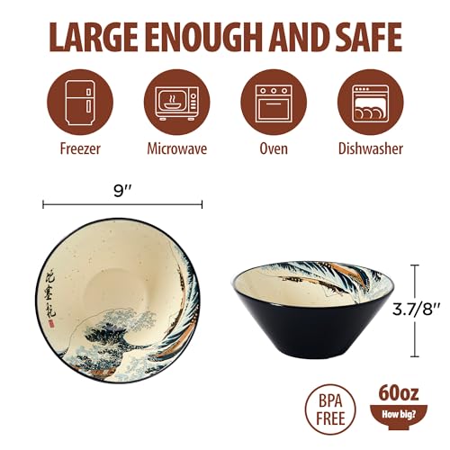 Large Ramen Bowl Set (Great Wave / 9 inch)