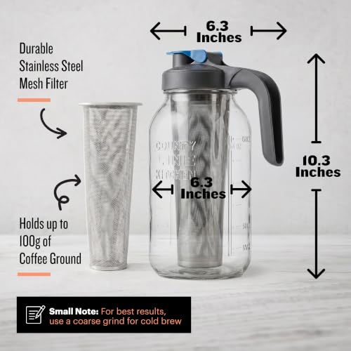64oz Cold Brew Coffee Maker with Leak Proof Lid (64 oz / Gray)