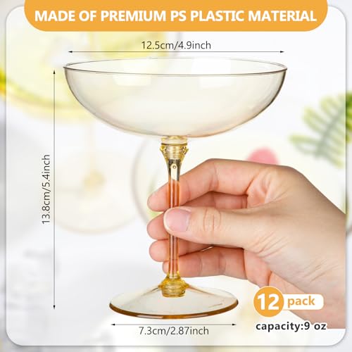 12 Pcs Plastic Coupe Glasses 9 oz Disposable Martini Glasses for Cocktails (12 Count)
