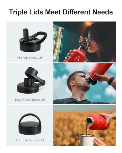 Half Gallon Water Jug Insulated Stainless Steel (64 Ounces / Red)