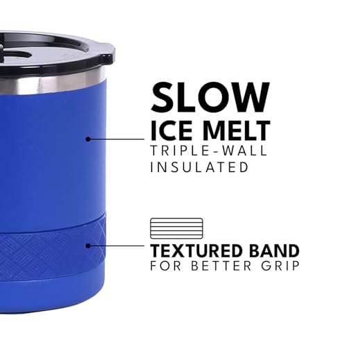 Recess Lowball 10oz Stainless Steel Tumbler Whiskey Glass w (10 Ounces / Royal Blue)