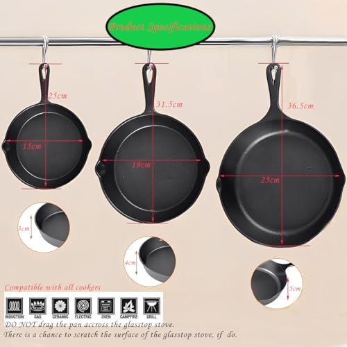 La Cuisine Pre Seasoned Cast Iron Skillet Set (Pre-Seasoned / 3-PCS Set)