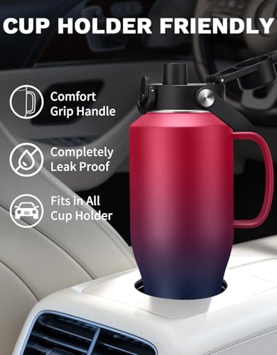 40 oz Water Bottle with Paracord Handle & Carrier Bag (Purple / 40 Ounces with built-in handle)