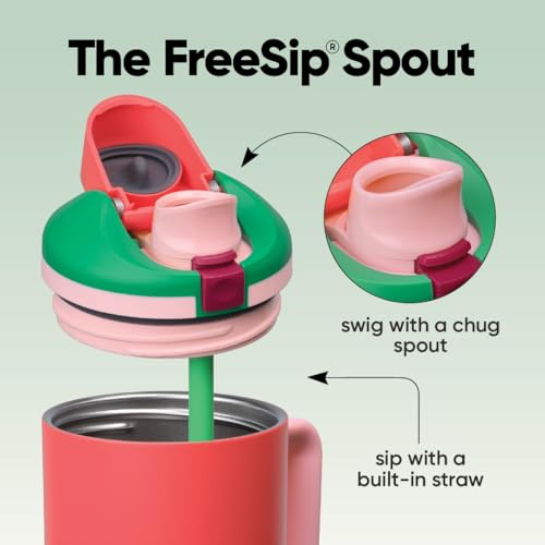 FreeSip Tumbler Stainless Steel Water Bottle 40 oz Strawberry Fields (Strawberry Fields / 40 Ounces)