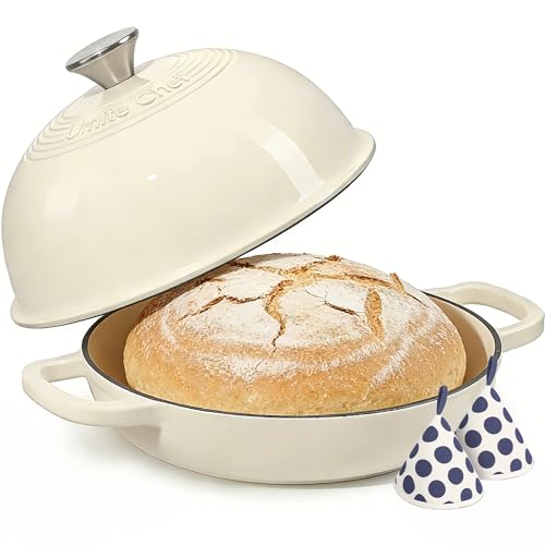 Enameled Round Cast Iron Bread Oven (Cream White)