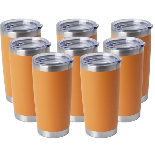 20oz Stainless Steel Tumblers Bulk (Orange-A / 8 Count (Pack of 1))