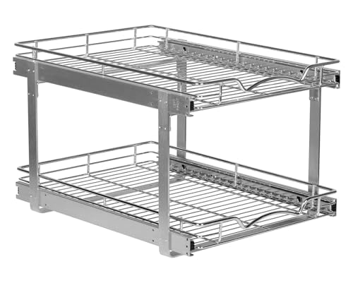 2-Tier Pull-Out Cabinet Organizer for Kitchen, 22" W x 21”D x 16.5" H (22 Inch / Two Tier)