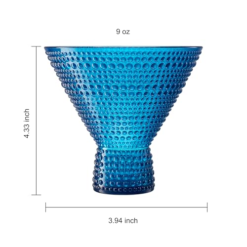 Plastic Hobnail Martini & Cocktail Drinking Glasses Set of 6 Neutral Tones Cups 14oz