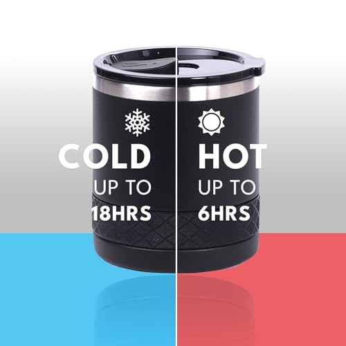 Recess Lowball 10oz Stainless Steel Tumbler Whiskey Glass w (10 Ounces / Black)