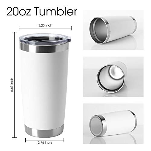 20oz Stainless Steel Tumblers Bulk (White-A / 4 Count (Pack of 1))