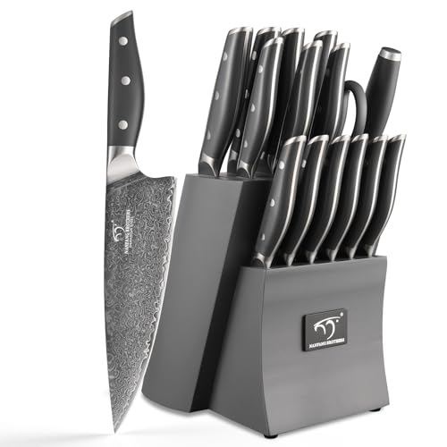 16 Piece Damascus Kitchen Knife Set (16 Count)