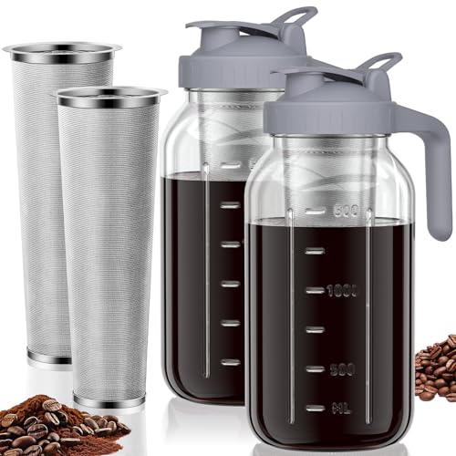 Cold Brew Coffee Maker (64 Ounces / 2Pack-Gray)