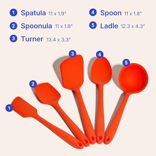 5 Piece Silicone Kitchen Utensils Set (Fire Red / 5 - Piece Set)