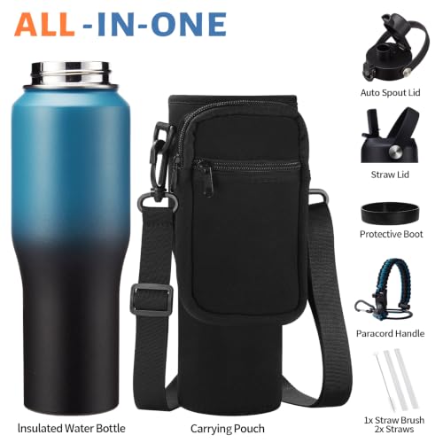 32 oz Water Bottle with Straw & Spout Lid (Indigo Crush / 32 Ounces)