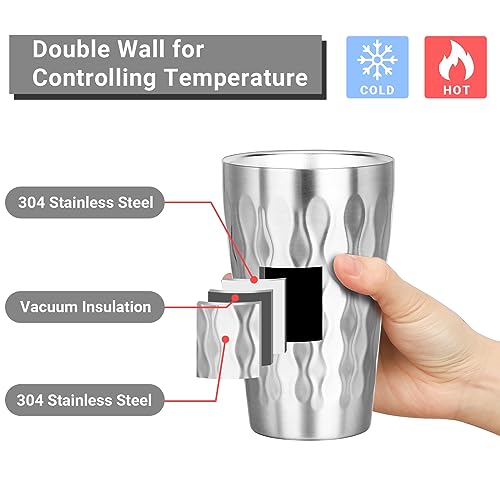 Stainless Steel Double Wall Cups (fire diamond-patterned / 16oz,4pcs)