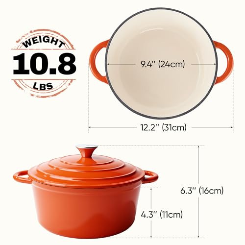 4.5 Quart Dutch Oven Pot with Lid (4.5 QT / Orange)