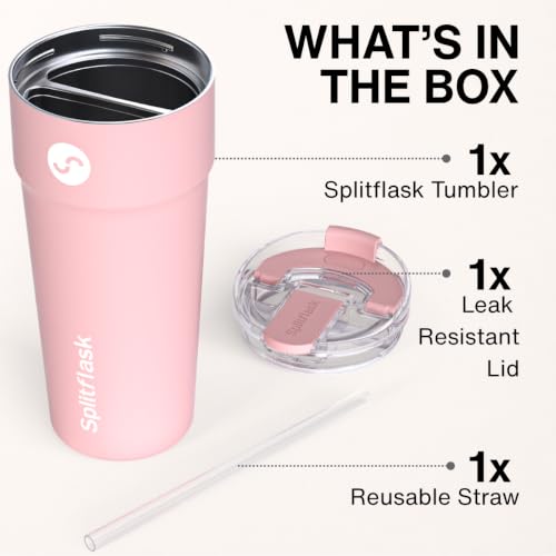 Stainless Steel Insulated Tumbler Cup with Straw & Sip Lid (Cylyn Rose)