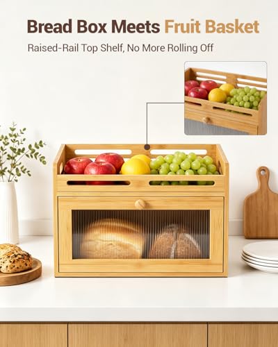 Bread Box for Kitchen Countertop (Bamboo / 1-Tier)